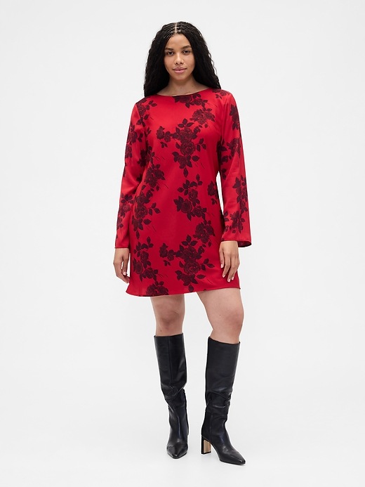 Image number 4 showing, Satin Boatneck Mini Dress