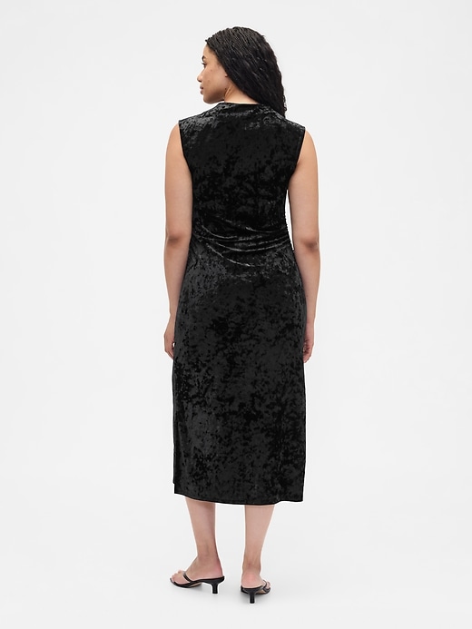 Image number 5 showing, Ruched Velvet Mockneck Midi Dress