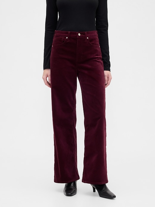 Image number 2 showing, High Rise Wide-Leg Velvet Pants