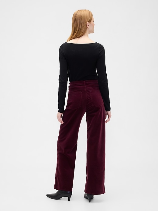 Image number 4 showing, High Rise Wide-Leg Velvet Pants