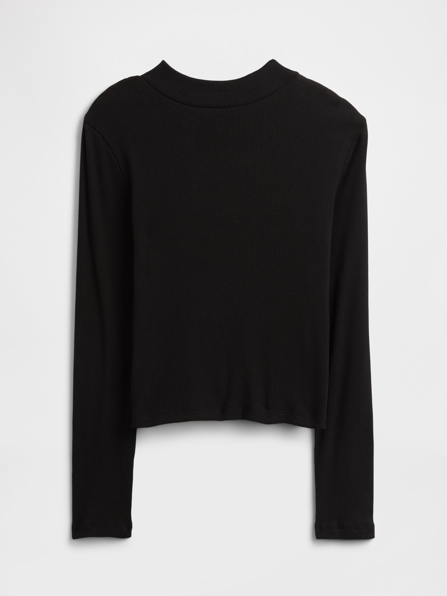 Kids Ribbed Mockneck Top - Black