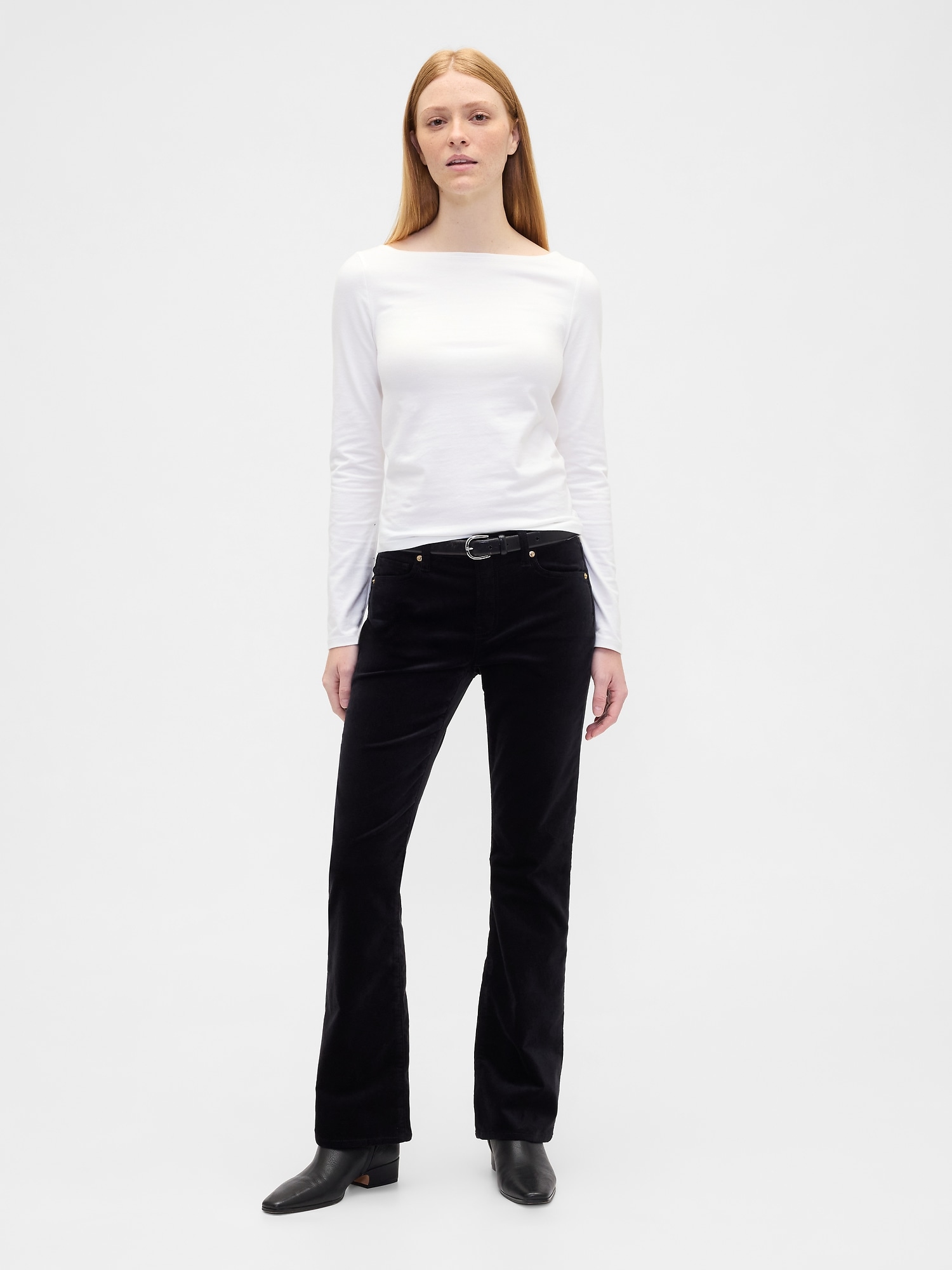 Gap Factory Mid Rise Baby Boot Velvet Pants In Black