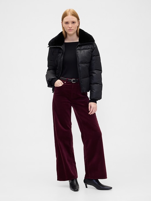 Image number 1 showing, High Rise Wide-Leg Velvet Pants