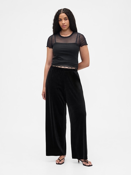 Image number 5 showing, Recycled Pull-On Velour Wide-Leg Pants