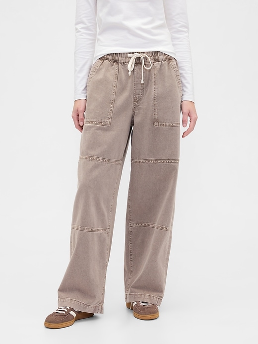 Image number 2 showing, High Rise Pull-On Wide-Leg Utility Jeans