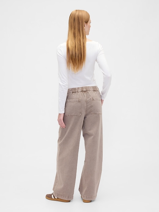 Image number 4 showing, High Rise Pull-On Wide-Leg Utility Jeans
