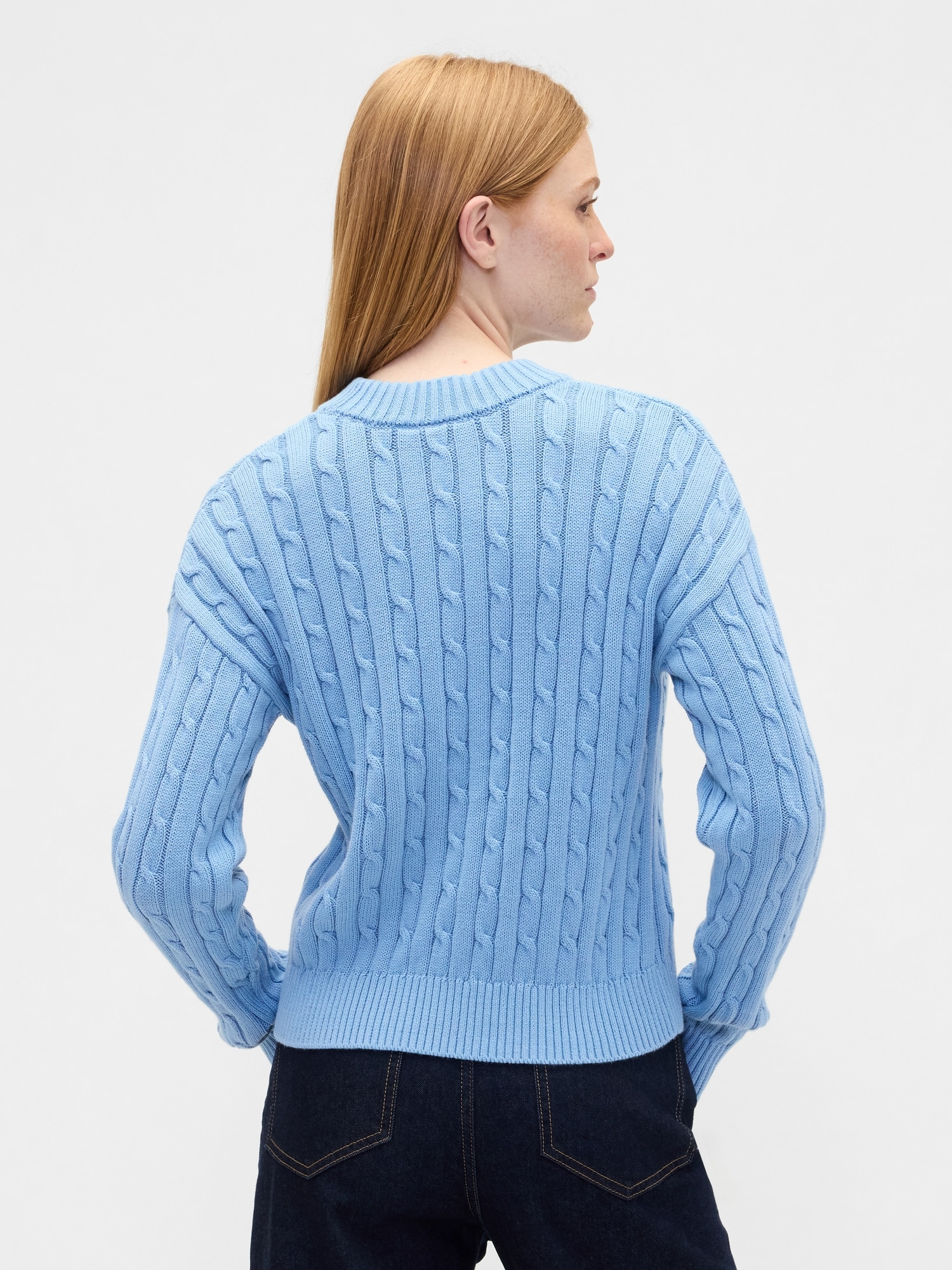 Gap Factory Relaxed Cable-knit Crewneck Sweater In Blue