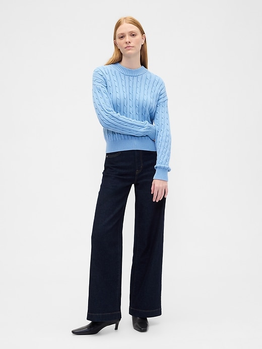 Image number 3 showing, Relaxed Cable-Knit Crewneck Sweater