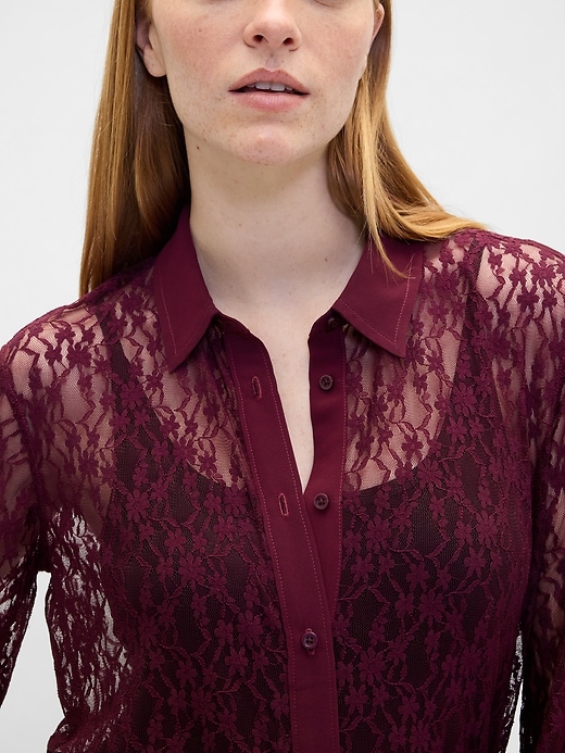 Image number 4 showing, Relaxed Sheer Lace Shirt