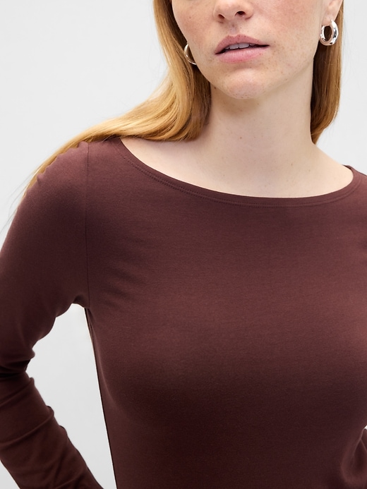 Image number 4 showing, Stretch Jersey Boatneck T-Shirt