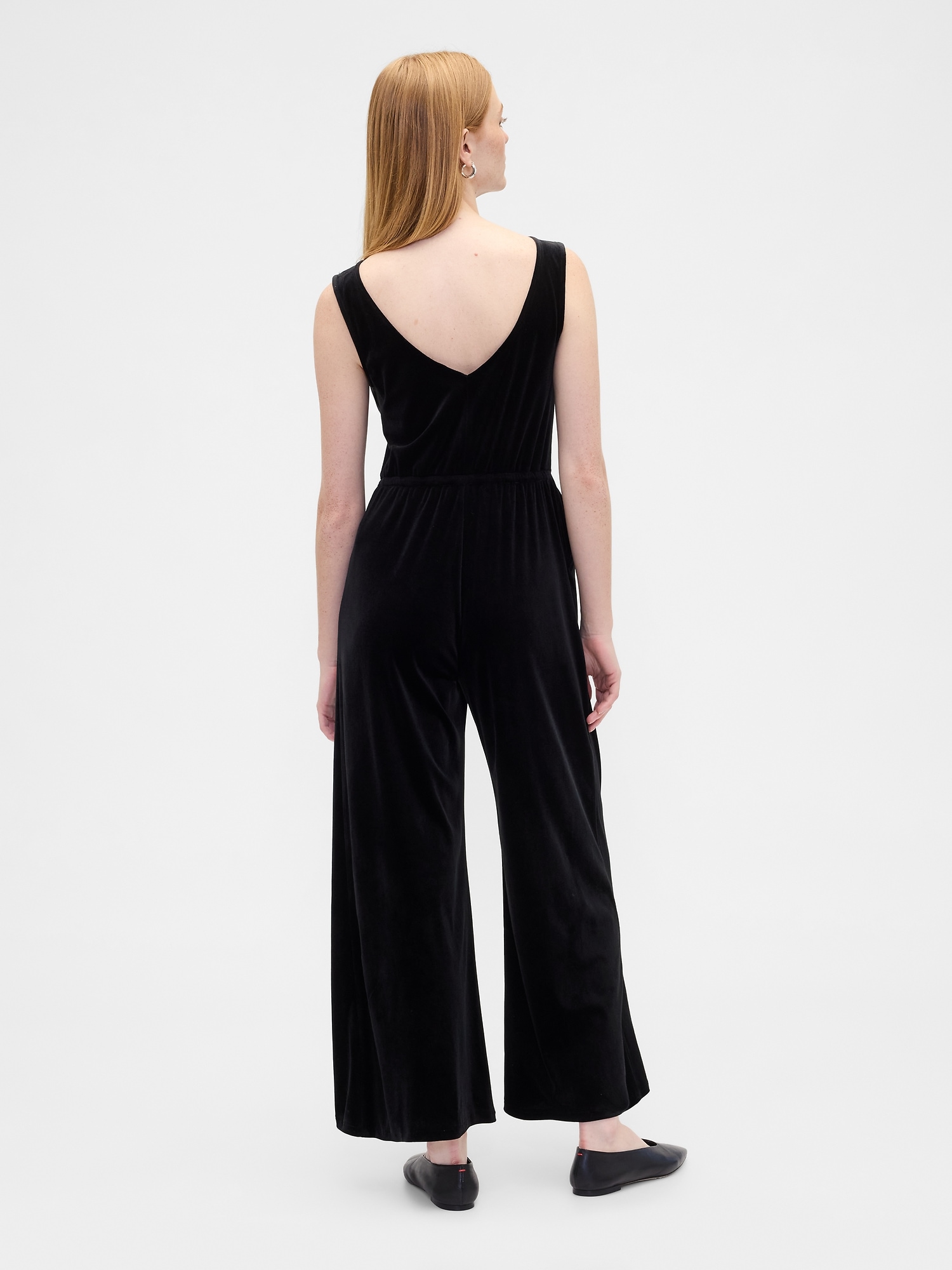 Gap Factory Recycled Velour Wide-leg Jumpsuit In Black