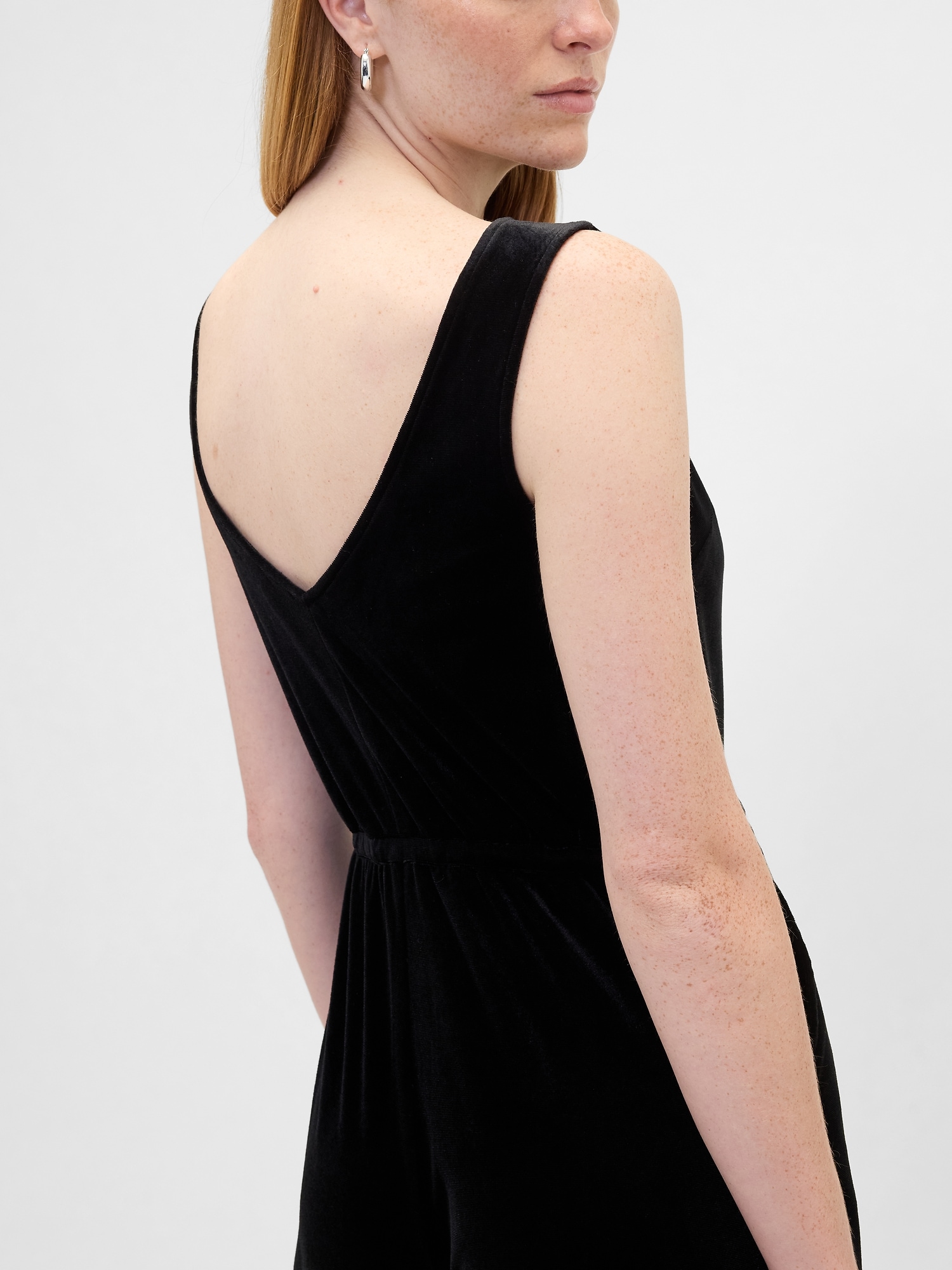 Gap Factory Recycled Velour Wide-leg Jumpsuit In Black