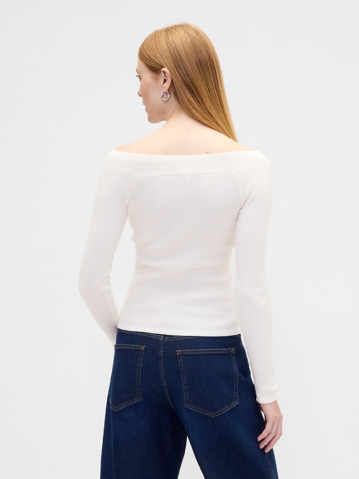 Image number 2 showing, Ribbed Off-Shoulder Sweater