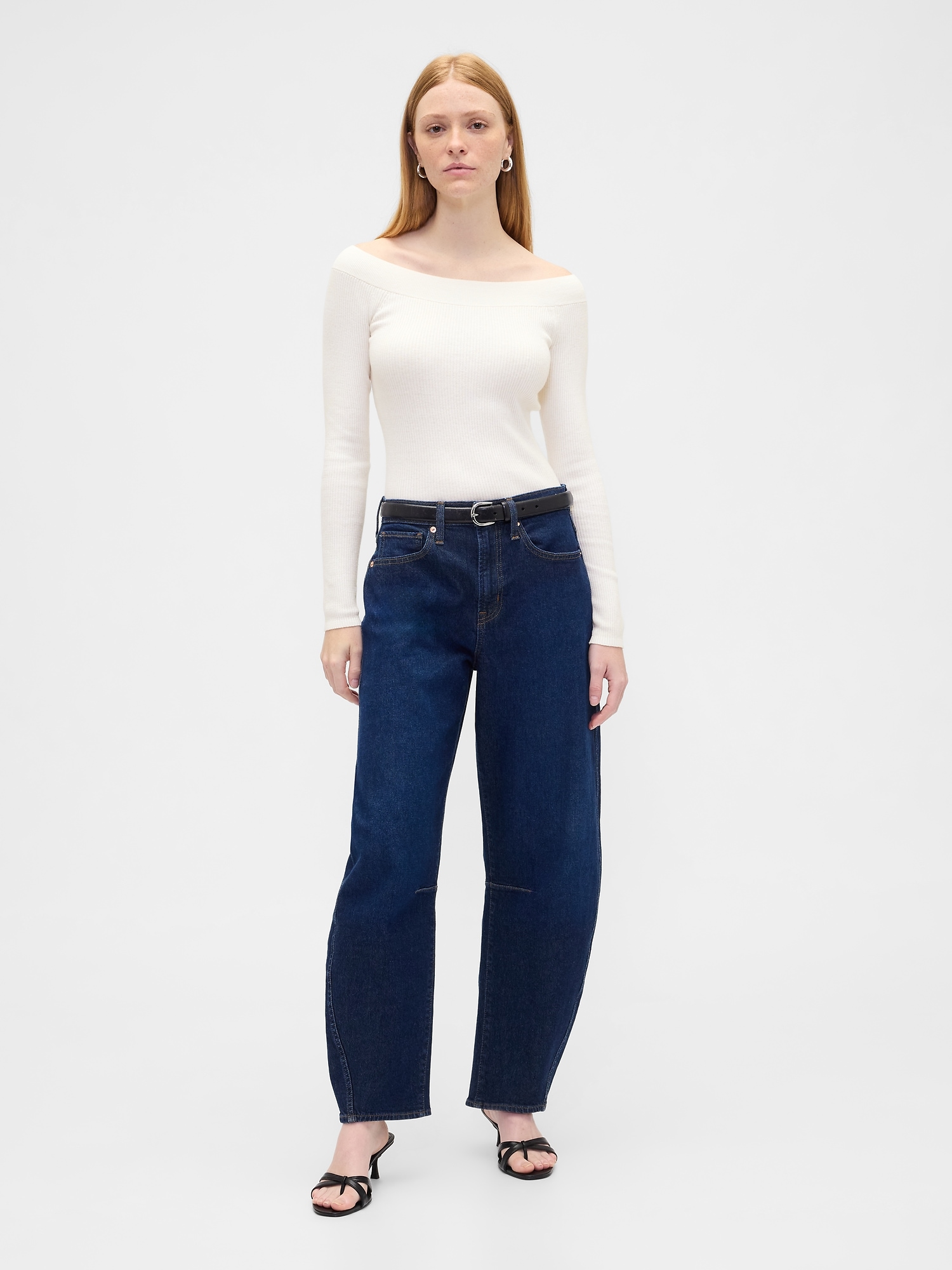Gap Factory Ribbed Off-shoulder Sweater In Neutral