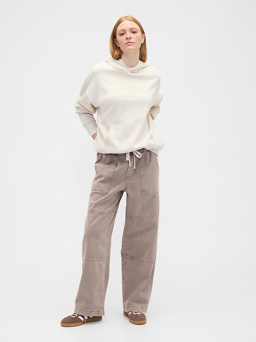Image number 1 showing, High Rise Pull-On Wide-Leg Utility Jeans