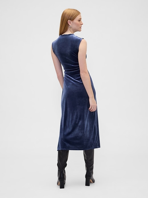 Image number 2 showing, Ruched Velvet Mockneck Midi Dress