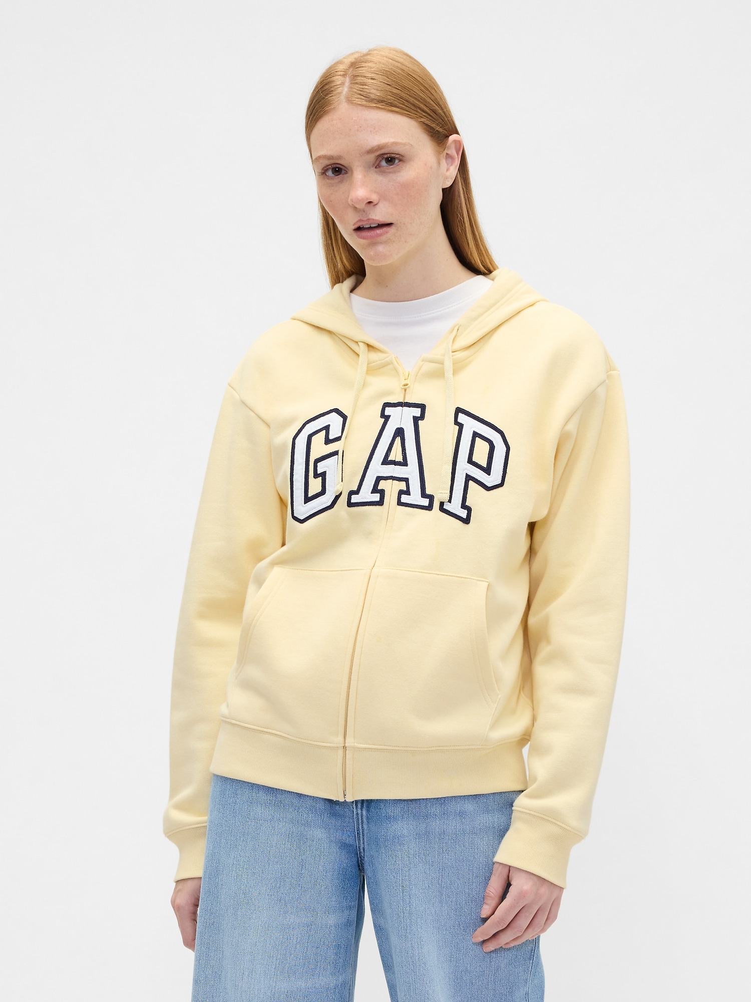 Relaxed Gap Logo Zip Hoodie - Maize