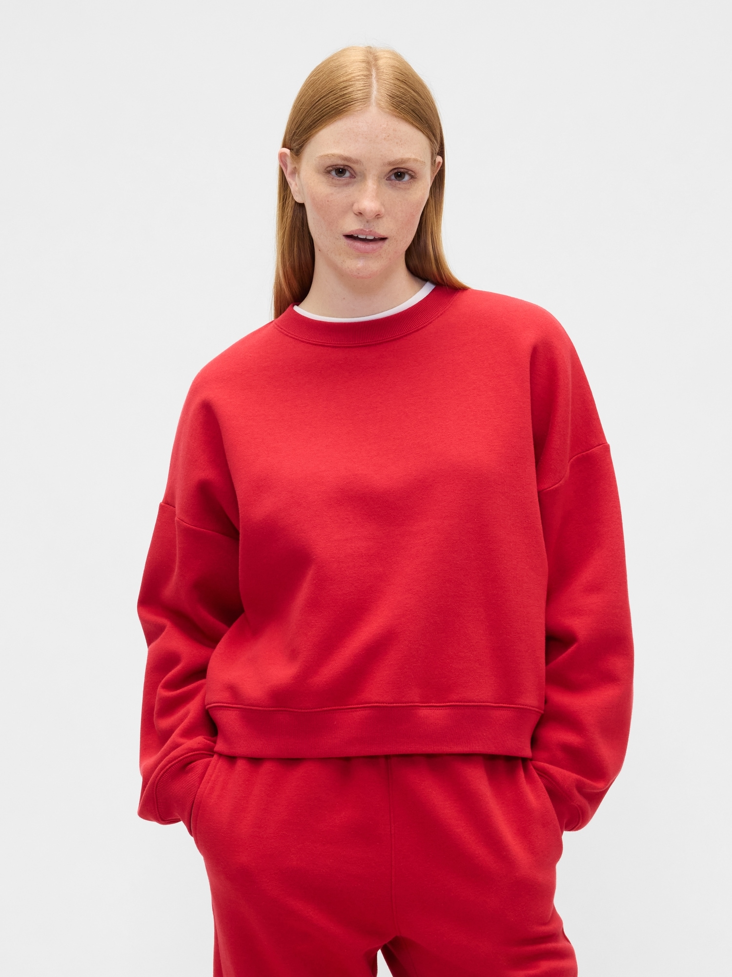 Relaxed Wedge Crewneck Sweatshirt - Modern Red