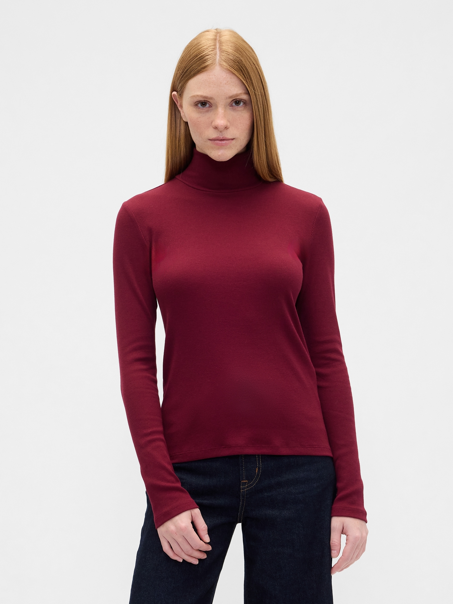 Ribbed Turtleneck T-Shirt - Red Delicious