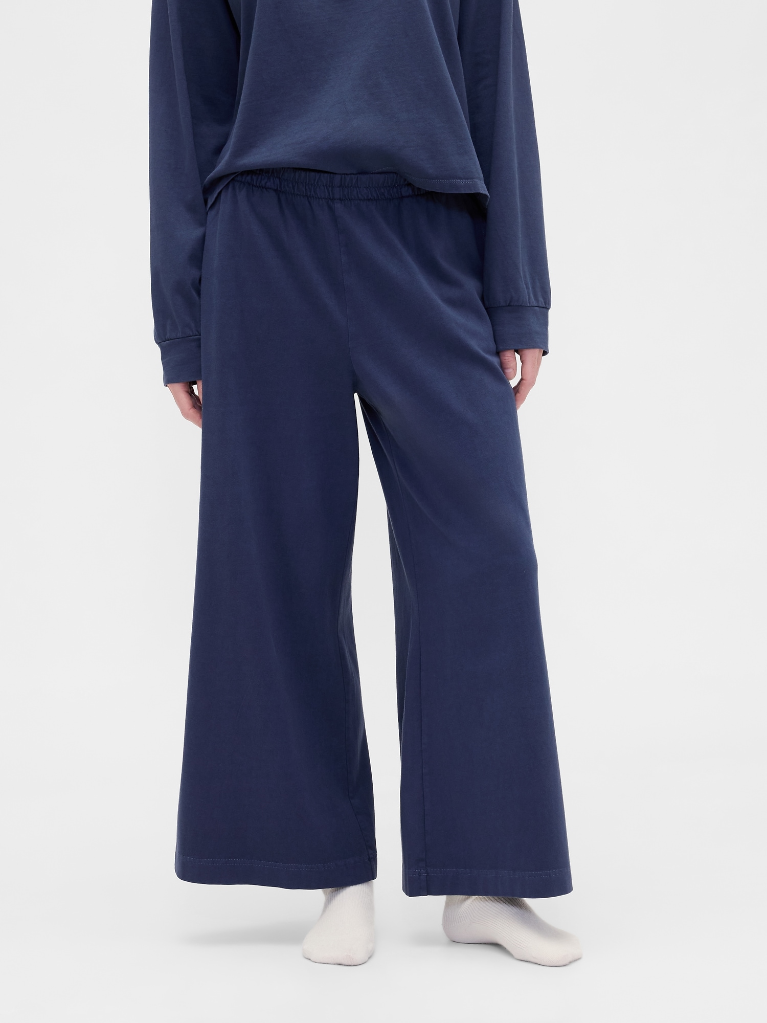 Gap Factory Pull-on Wide-leg Crop Pj Pants In Blue