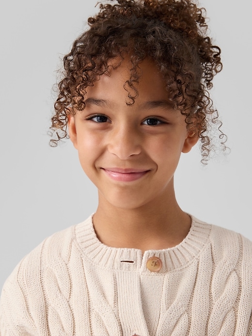 Image number 4 showing, Kids Relaxed Cable-Knit Crewneck Cardigan