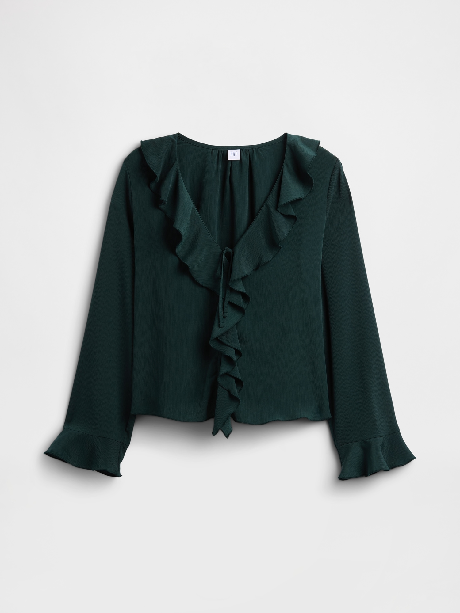 Gap Factory Ruffle V-neck Top In Green
