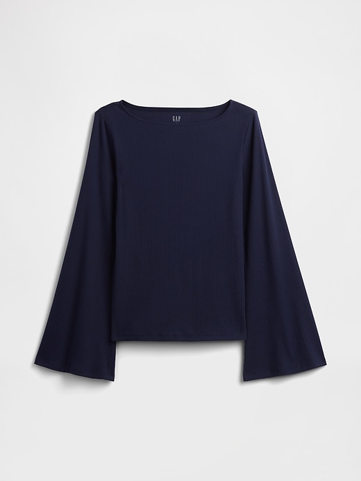 Image number 5 showing, Velour Bell Sleeve Boatneck T-Shirt