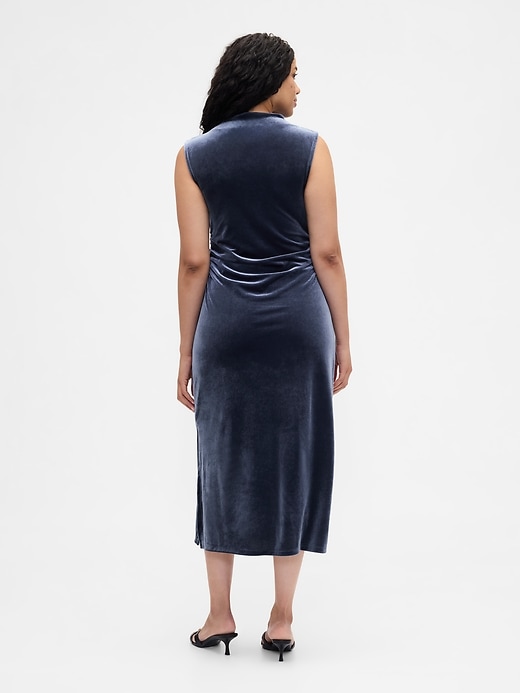 Image number 5 showing, Ruched Velvet Mockneck Midi Dress