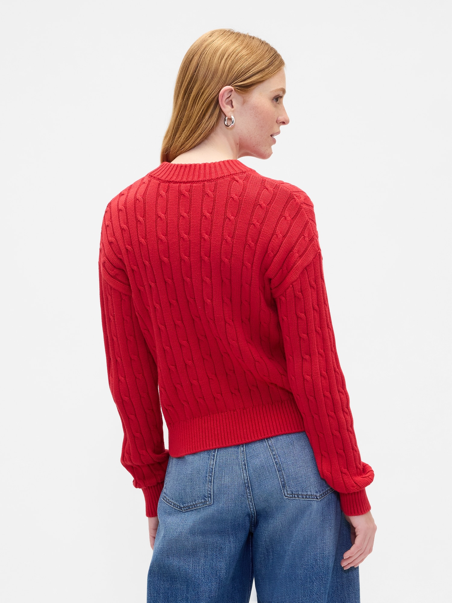 Gap Factory Relaxed Cable-knit Crewneck Sweater In Red