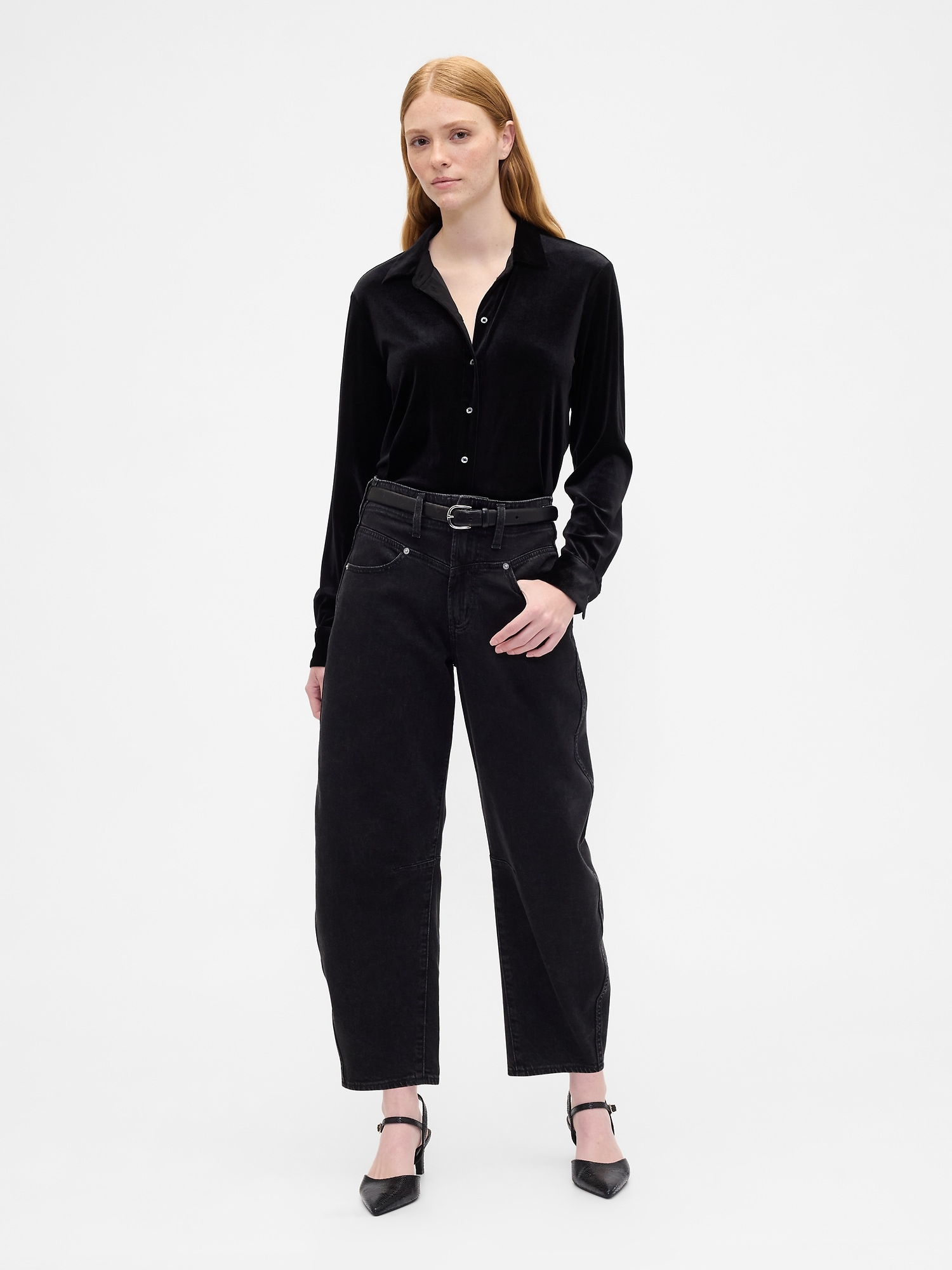 Gap Factory Recycled Velour Easy Shirt In Black