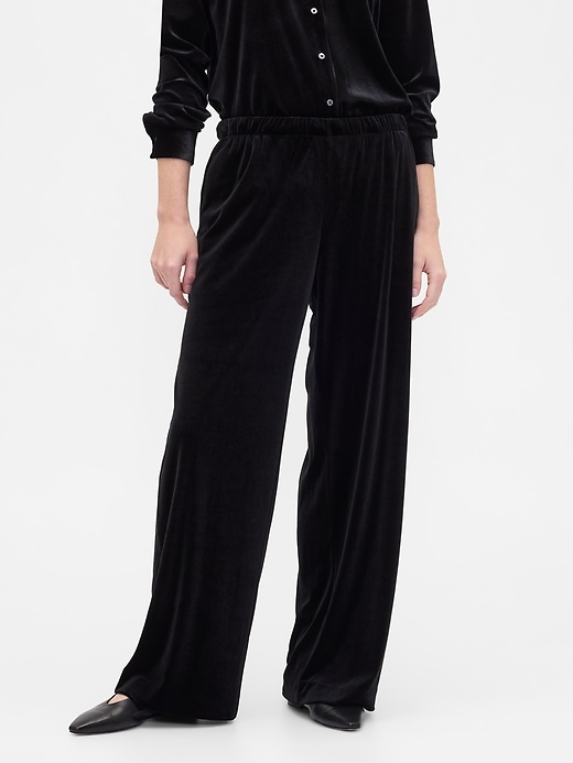 Image number 2 showing, Recycled Pull-On Velour Wide-Leg Pants