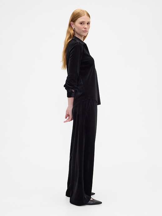 Image number 3 showing, Recycled Pull-On Velour Wide-Leg Pants