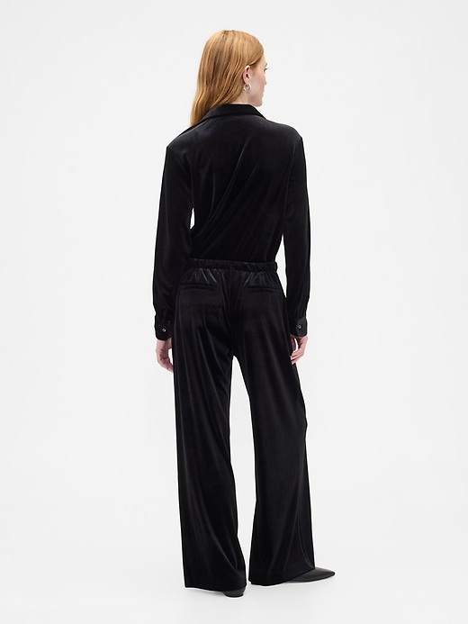 Image number 4 showing, Recycled Pull-On Velour Wide-Leg Pants