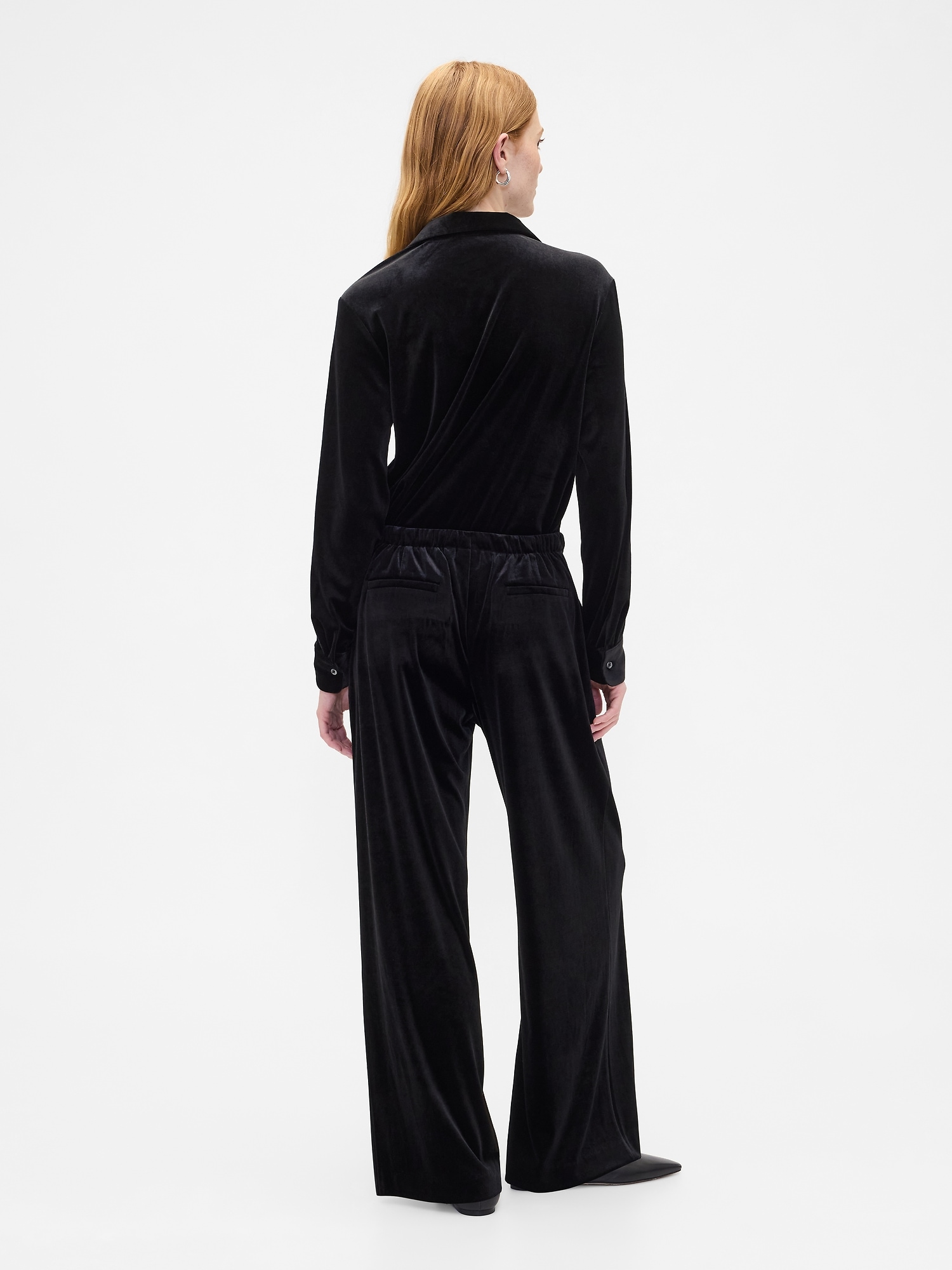 Gap Factory Recycled Pull-on Velour Wide-leg Pants In Black