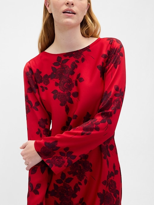 Image number 3 showing, Satin Boatneck Mini Dress