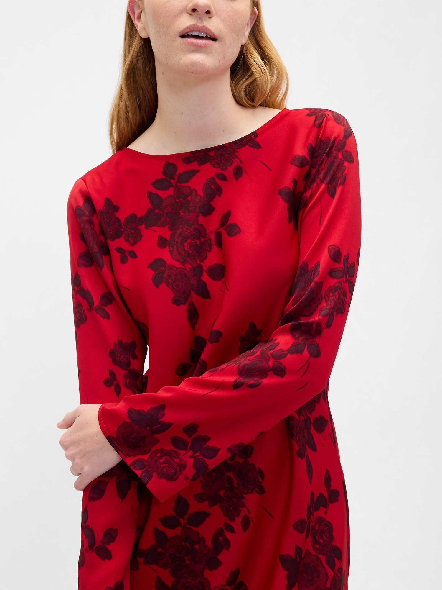 Gap Factory Satin Boatneck Mini Dress In Red