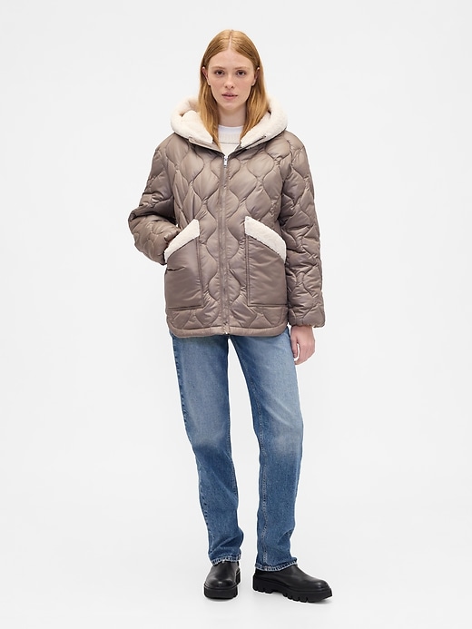 Image number 3 showing, 100% Recycled Relaxed Sherpa-Trim Jacket