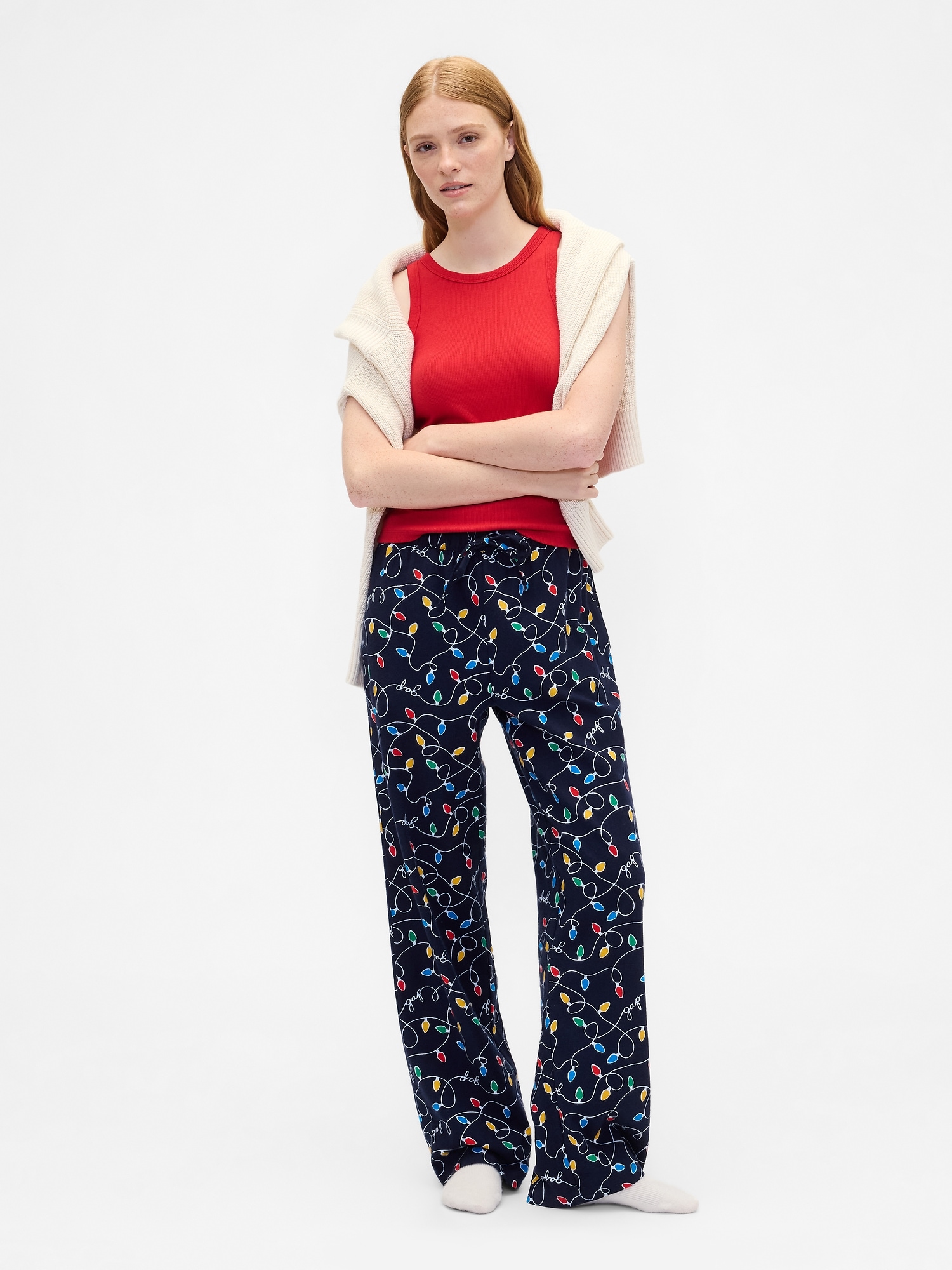 Flannel Pull-On PJ Pants - Navy Lights