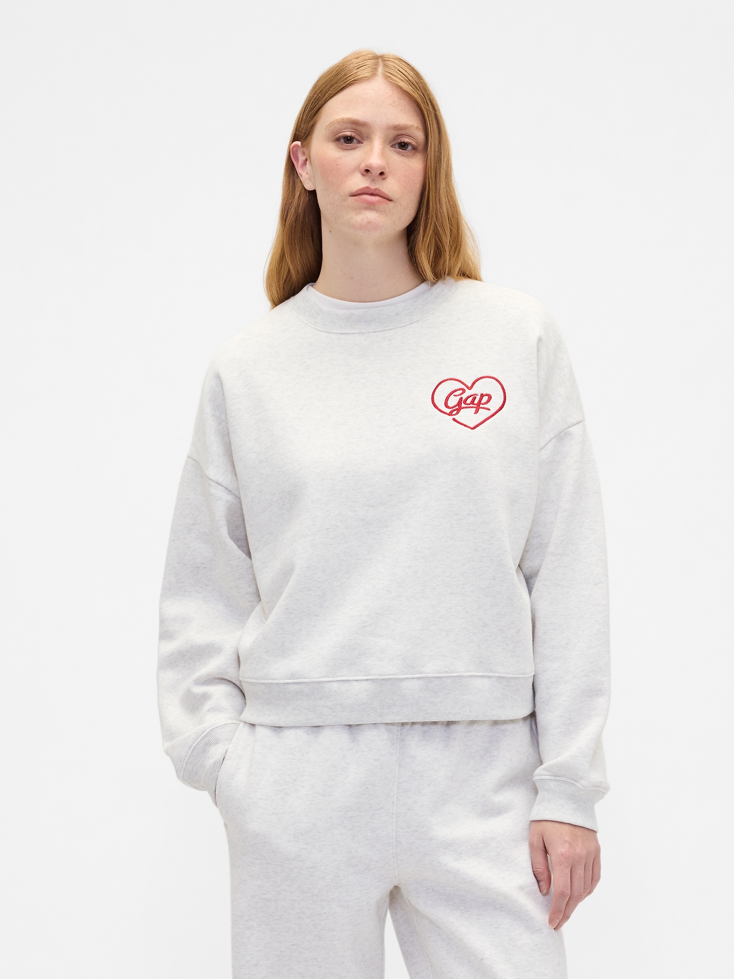 Oversized Holiday Graphic Sweatshirt - Pale Grey Heather