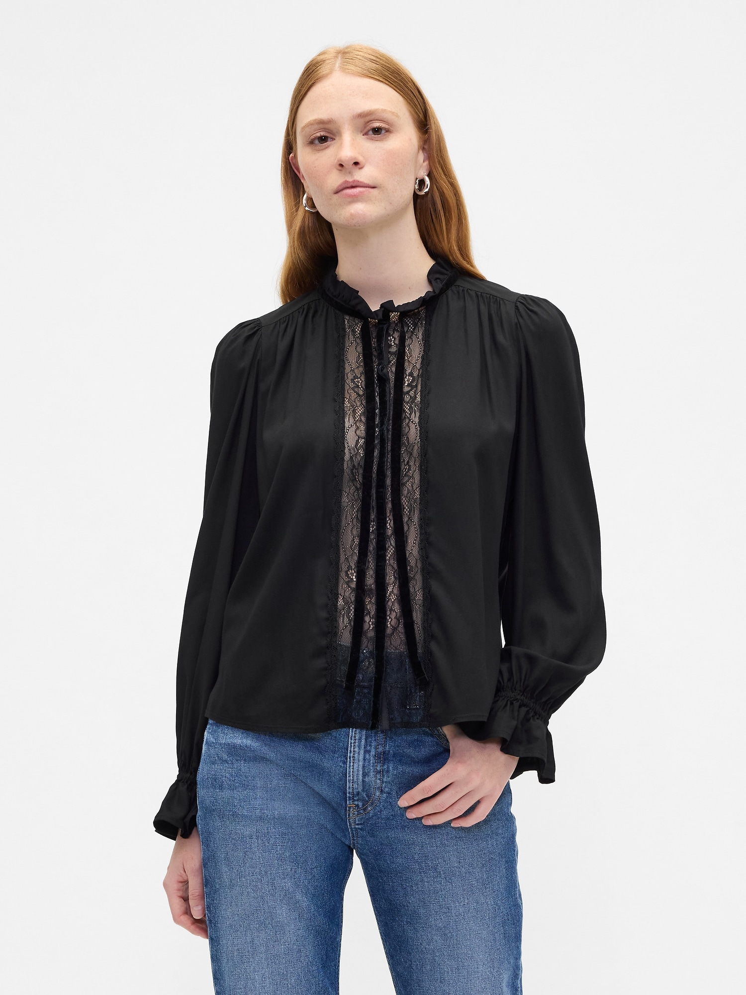 Relaxed Ruffle Top - Black