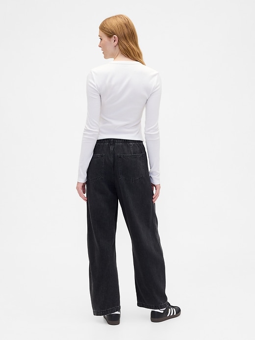 Image number 4 showing, Mid Rise SuperSoft Pull-On Barrel Jeans