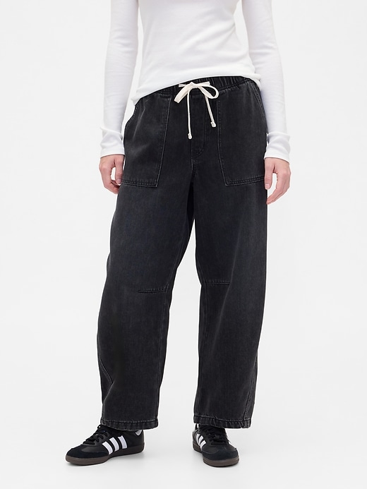 Image number 2 showing, Mid Rise SuperSoft Pull-On Barrel Jeans