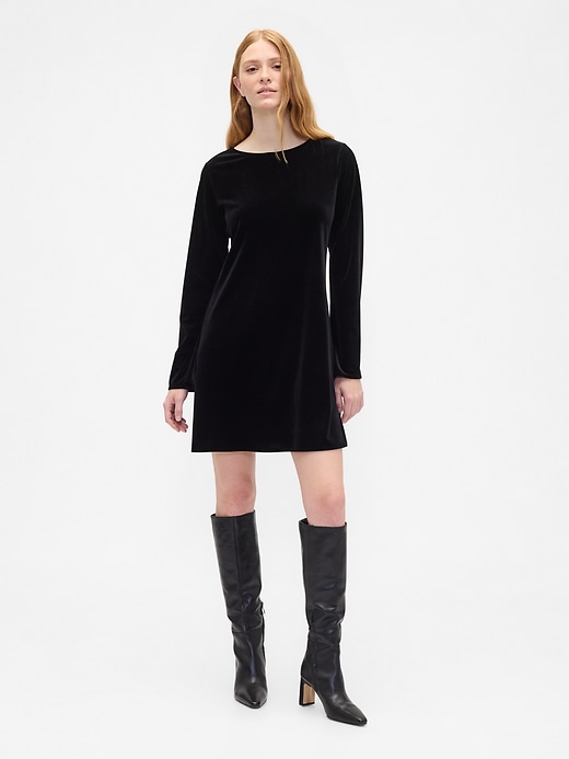 Image number 1 showing, Satin Boatneck Mini Dress