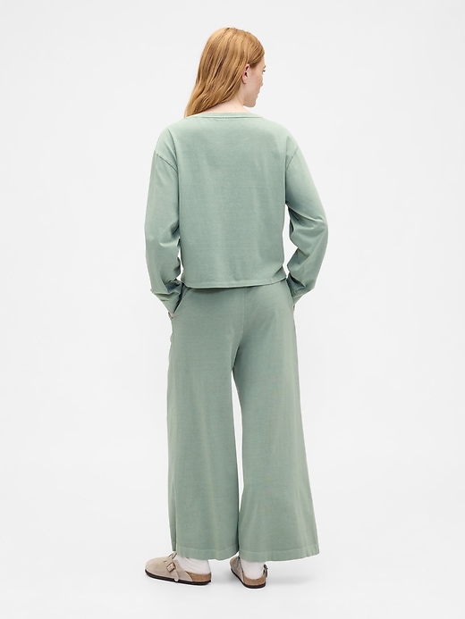 Image number 2 showing, Pull-On Wide-Leg Crop PJ Pants