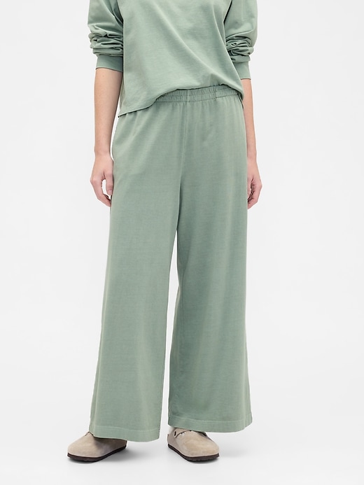 Image number 3 showing, Pull-On Wide-Leg Crop PJ Pants