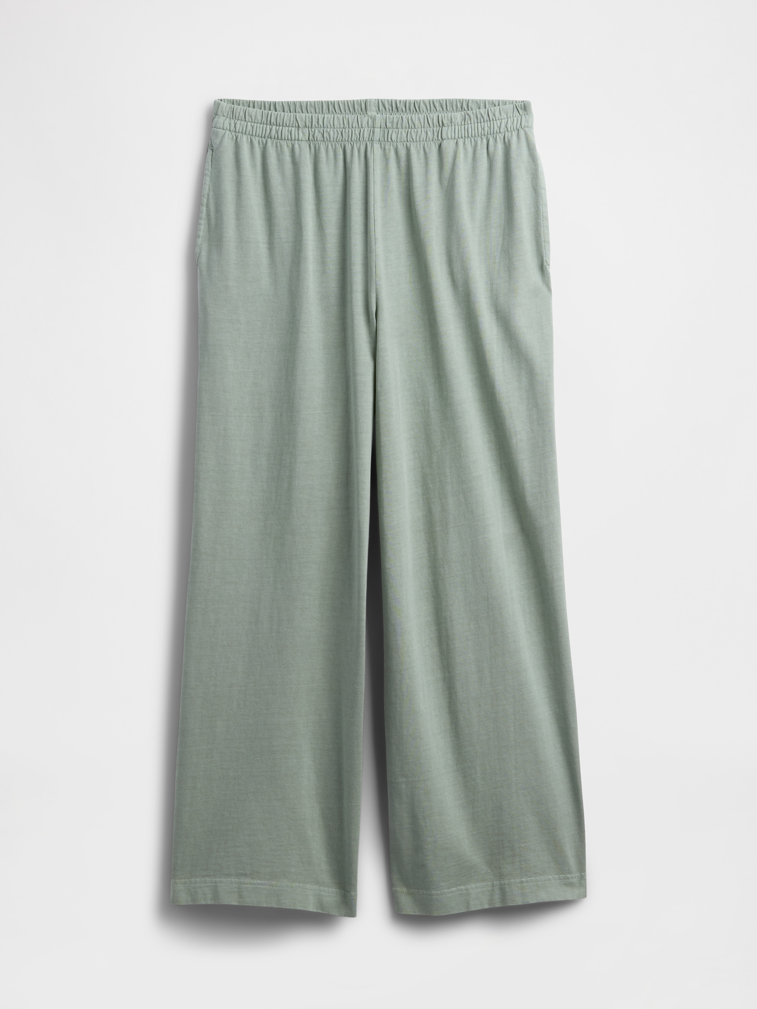 Gap Factory Pull-on Wide-leg Crop Pj Pants In Green