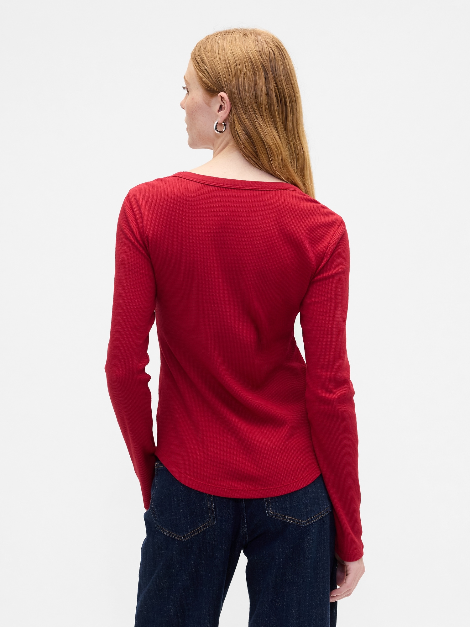 Gap Factory Waffle-knit Crewneck T-shirt In Red