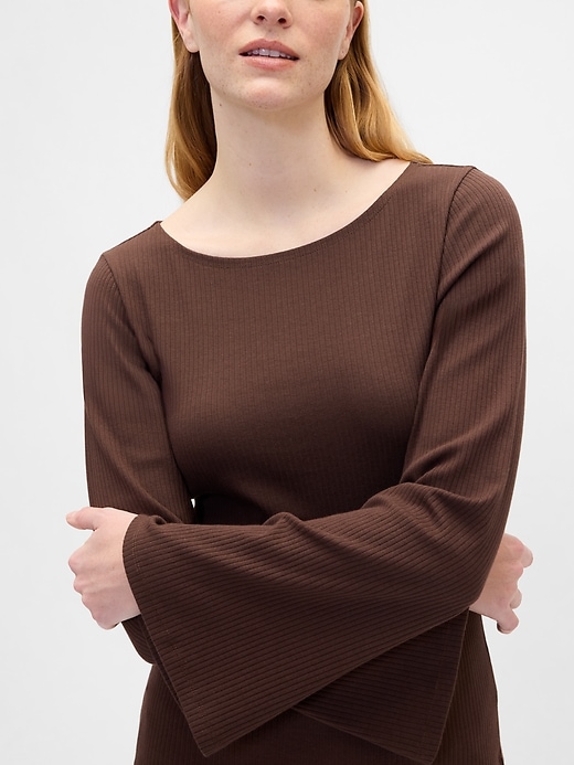 Image number 4 showing, Velour Bell Sleeve Boatneck T-Shirt