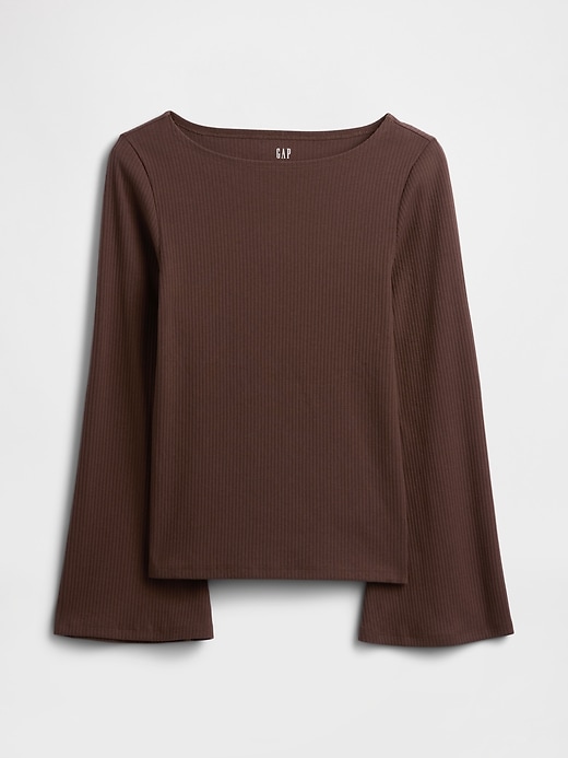 Image number 5 showing, Velour Bell Sleeve Boatneck T-Shirt