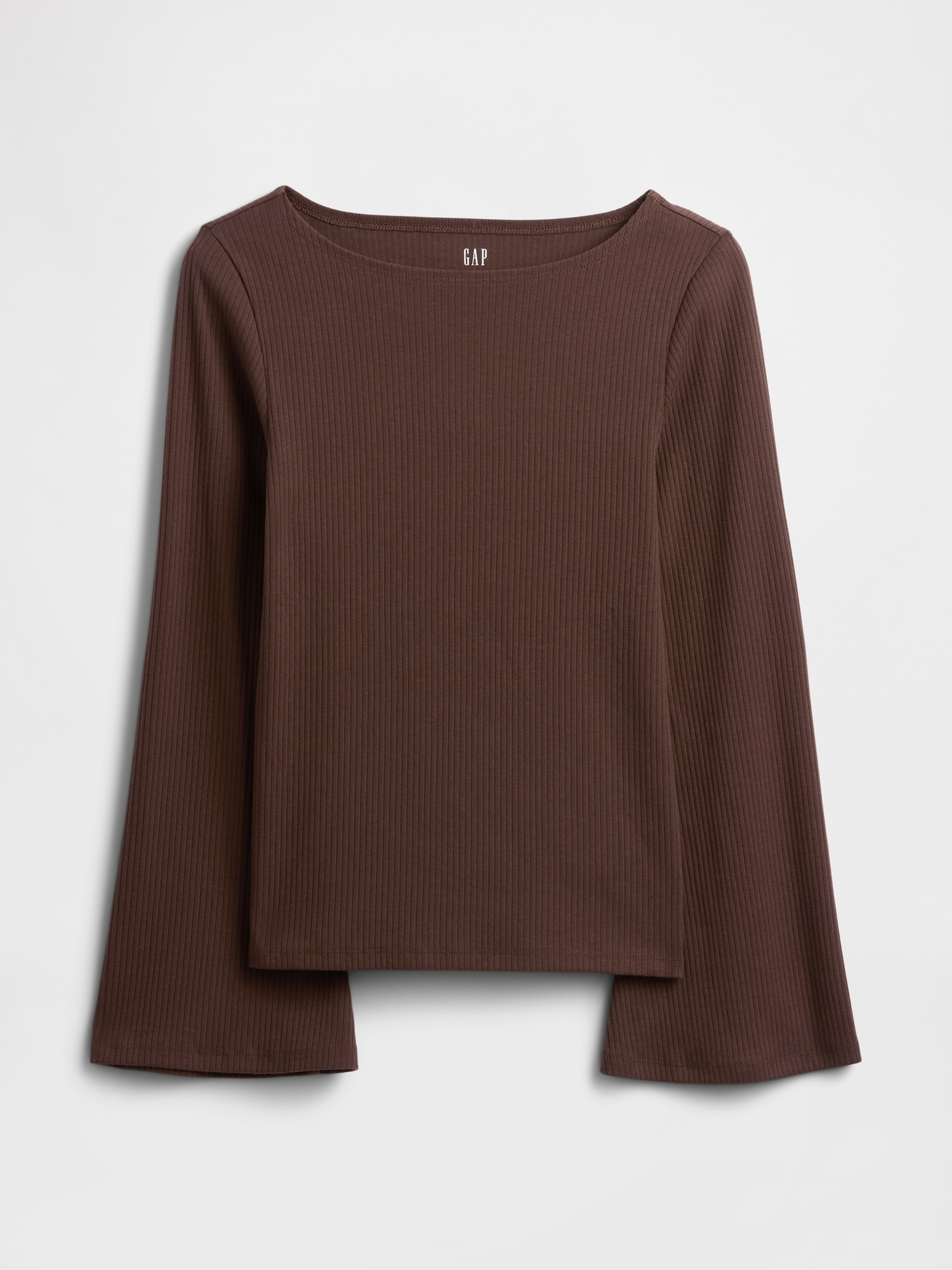 Gap Factory Velour Bell Sleeve Boatneck T-shirt In Brown